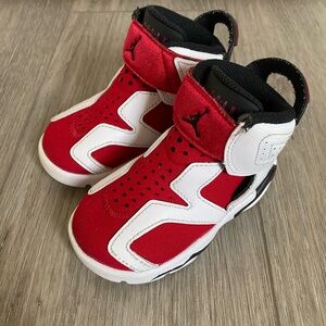 Nike Air Jordan Red and White Toddler Sneakers High-Top Design